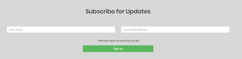 homepage subscribe form