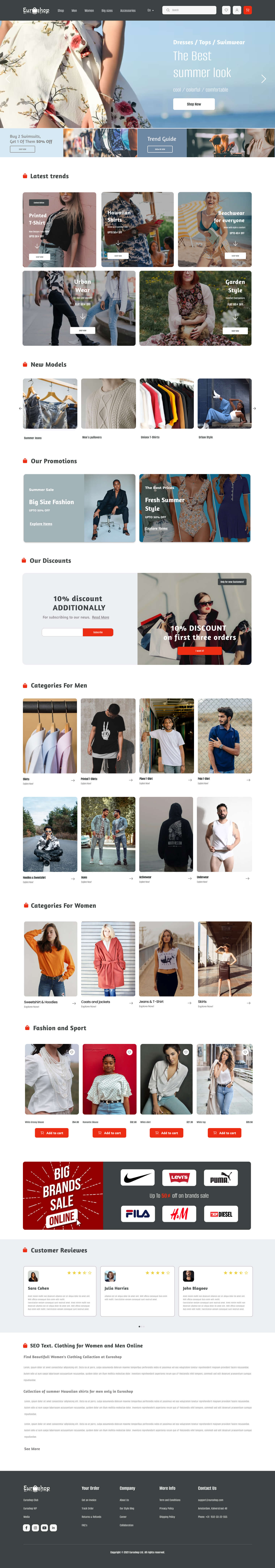 Shop homepage